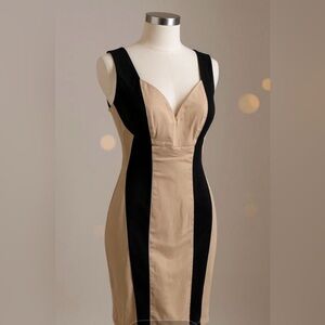 XOXO Black and Tan Strapless Dress